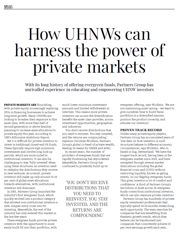Spear's: How UHNWs can harness the power of private markets